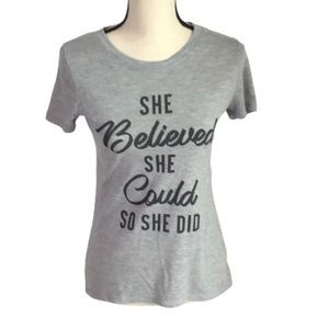 Zoe + Liv Gray She Believed She Could So She Did Tee Small